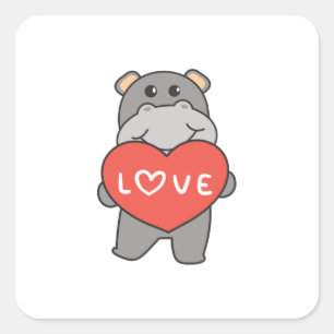 Adesivo Quadrado Hippo Para Animais Dias de os namorados Cutes Com