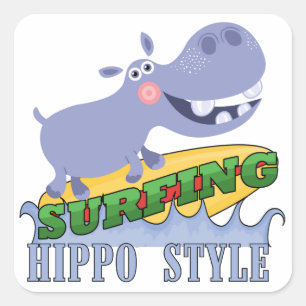 Adesivo Quadrado Hippopotamus do surfista