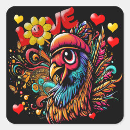 Adesivo Quadrado "Hippy Love Bird" Sticker Sheet