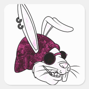 Adesivo Quadrado Hipster Bunny