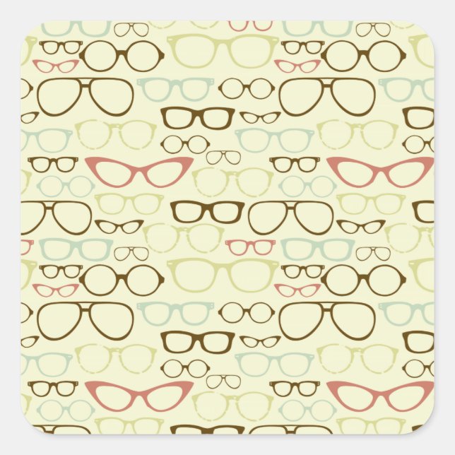 Adesivo Quadrado Hipster de Eyeglass Retroativo (Frente)