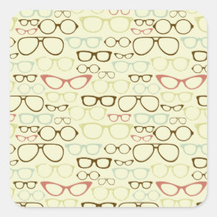 Adesivo Quadrado Hipster de Eyeglass Retroativo