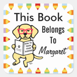 Adesivo Quadrado Hipster Yellow Labrador Puppy