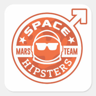 Adesivo Quadrado Hipsteres espaciais® MARS TEAM 3"