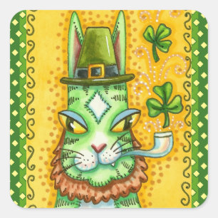 ADESIVO QUADRADO HISS N' FITZ LEPRECHAUN, RUA. GATO ENGRAÇADO DO D