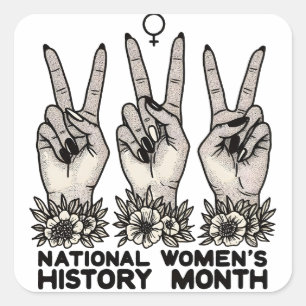 Adesivo Quadrado História Nacional das Mulheres Mês Mulheres Femini