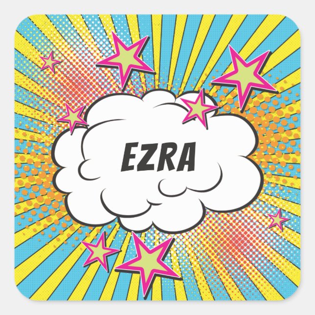 Adesivo Quadrado Histórias em Quadrinhos Barra de Quadrinhos Person (Frente)