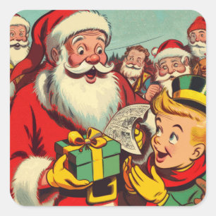 Adesivo Quadrado Histórias em quadrinhos de Santa Claus