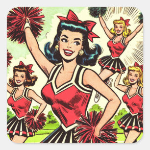 Adesivo Quadrado Histórias em quadrinhos do Cheerleader Retroativo