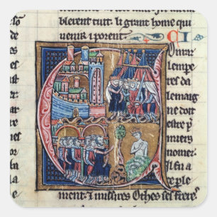 Adesivo Quadrado Historiated rubrica "C" que descreve Conrad III