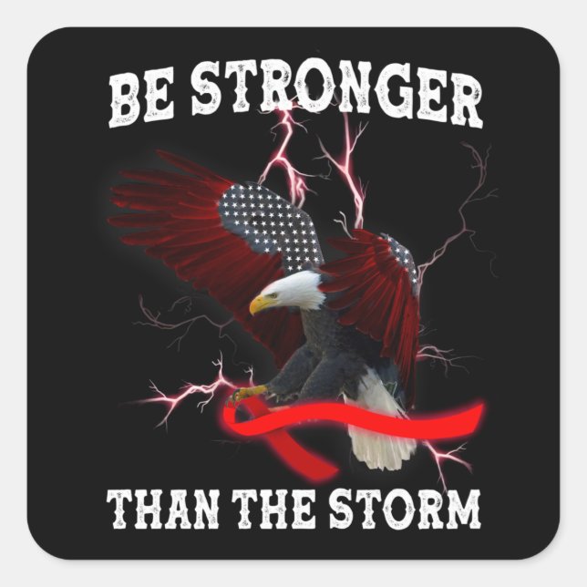 Adesivo Quadrado HIV/AIDS Sensibilização Águia Vermelha VIH Fita Am (Frente)