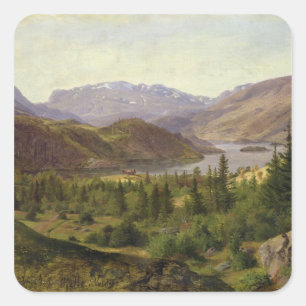 Adesivo Quadrado Hjelle em Valders, Azulejo Fjord, 1835