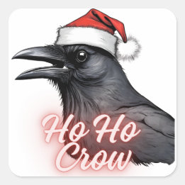 Adesivo Quadrado Ho Ho Crow Vinhetas de Natal
