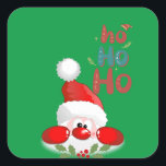 Adesivo Quadrado Ho, ho, ho! Merry Christmas Square Sticker<br><div class="desc">Ho,  ho,  ho! Feliz Natal dos Papais noeis.</div>