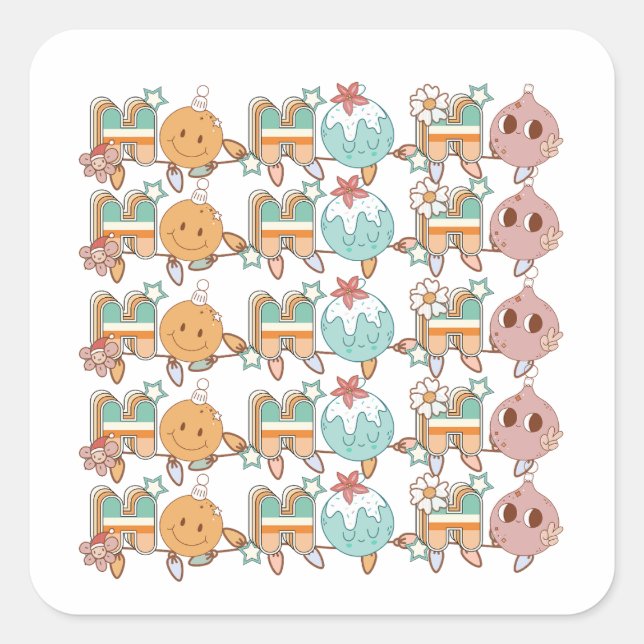 Adesivo Quadrado HO HO HO rancho Natal (Frente)