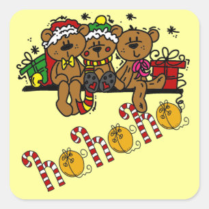Adesivo Quadrado Ho Ho Ho Teddy Bears