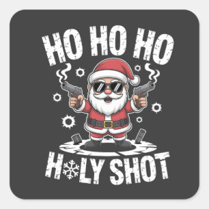 Adesivo Quadrado Ho Ho Ho Tiro Sagrado Papai Noel com Arma América