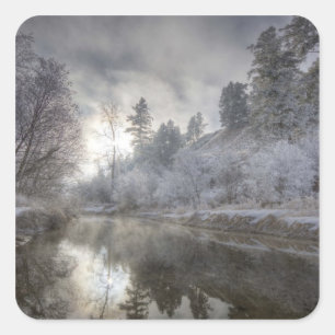 Adesivo Quadrado Hoarfrost ao longo de uma tocha na Ilha Kelly