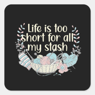 Adesivo Quadrado Hobby Knitting Yarn Wool Stash