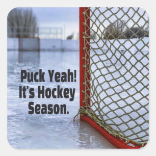Adesivo Quadrado Hockey Season Ice Frio Engraçado Humor Puck