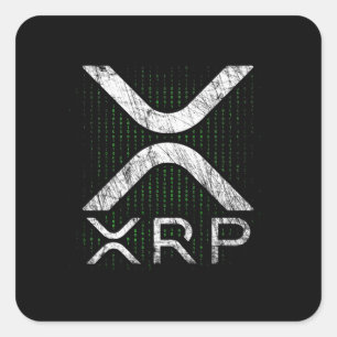 Adesivo Quadrado Hodlers XRP - Cryptocurrency - Código Binário - 