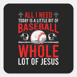 Adesivo Quadrado Hoje Preciso De Basebol... Muito De Jesus Baseball