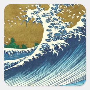 Adesivo Quadrado Hokusai Big Wave Japão Vintage Ocean