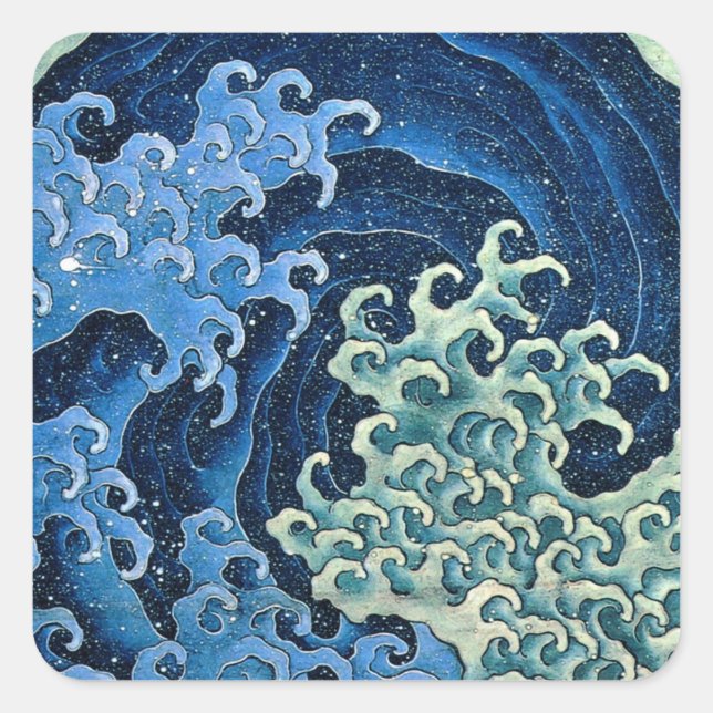 Adesivo Quadrado Hokusai Feminine Wave Vintage Ocean (Frente)
