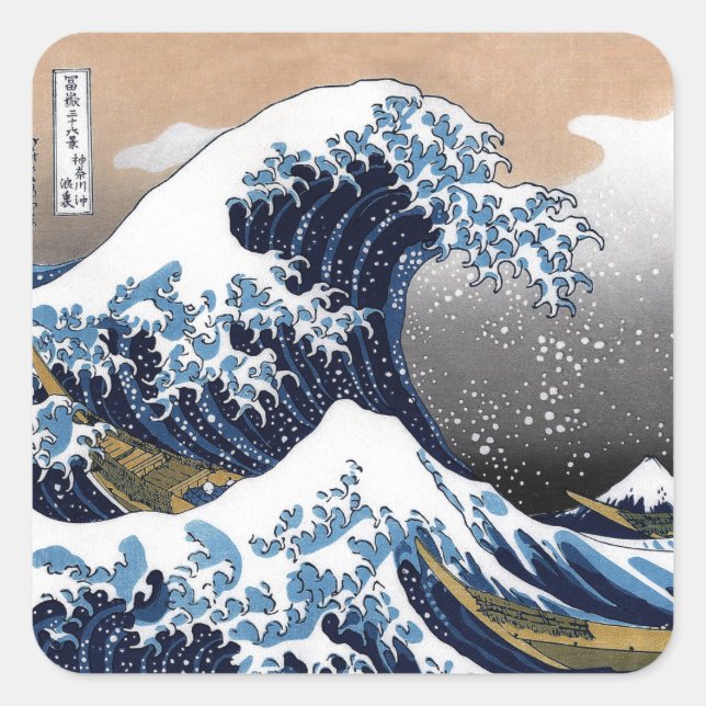 Adesivo Quadrado Hokusai , “ The Great Wave off Kanagawa ” (Frente)