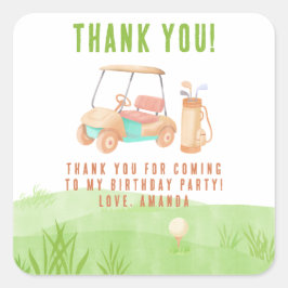 Adesivo Quadrado Hole In One Golf First Birthday Thank you