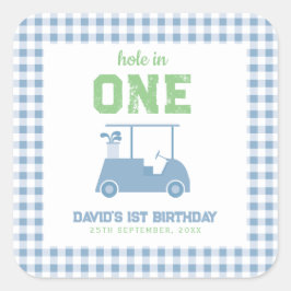 Adesivo Quadrado Hole in One Par Tee Boy 1st Birthday