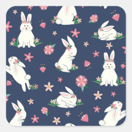 Adesivo Quadrado Holiday Bunnies