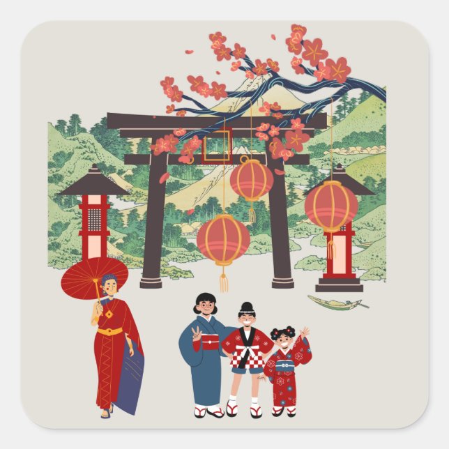 Adesivo Quadrado Holiday phone case (Frente)