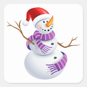Adesivo Quadrado Holiday Snowman Stickers