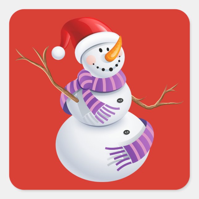 Adesivo Quadrado Holiday Snowman Stickers (Frente)
