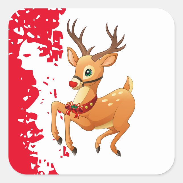 Adesivo Quadrado Holiday Stickers Rudolph (Frente)