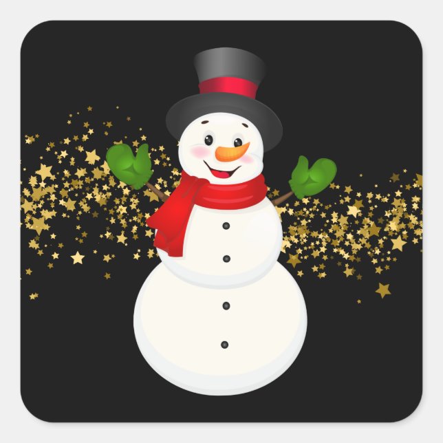Adesivo Quadrado Holiday Stickers-Snowman (Frente)
