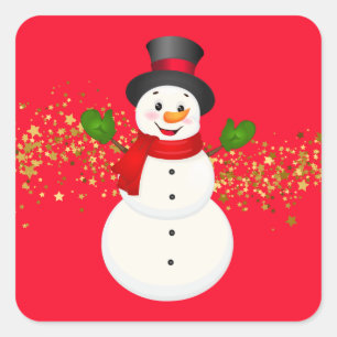 Adesivo Quadrado Holiday Stickers-Snowman