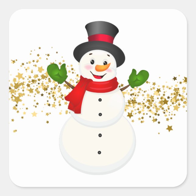 Adesivo Quadrado Holiday Stickers-Snowman (Frente)