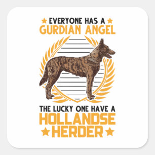 Adesivo Quadrado Hollandse Herder Guardian Angle Sheepdog