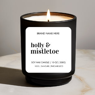 Adesivo Quadrado Holly e Mistletoe Candle Minimalista   Natal