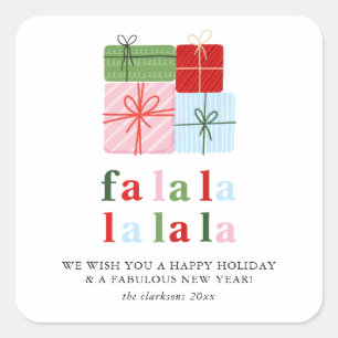 Adesivo Quadrado Holly Feliz e Bright Holiday Card