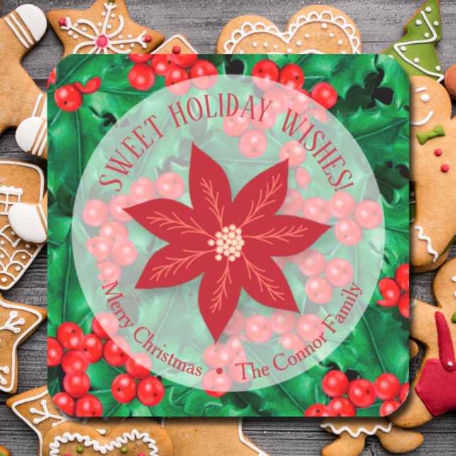Adesivo Quadrado Holly Floral Natal Natal Natal - Baking Holiday (Criador carregado)