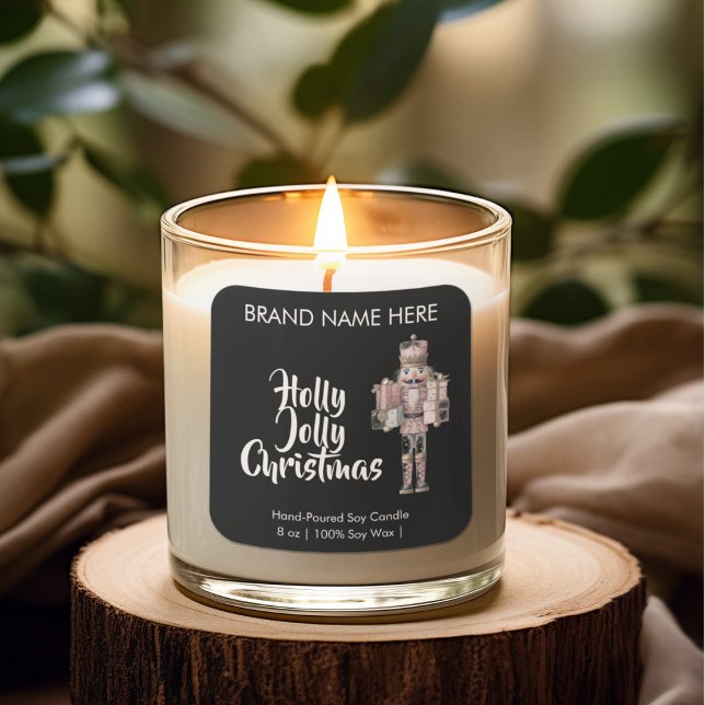 Adesivo Quadrado Holly Jolly Christmas | Modern Candle Labels (Criador carregado)