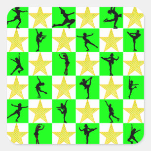 ADESIVO QUADRADO HOLLY JOLLY FIGURE SKATING CHRISTMAS DESIGN