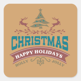 Adesivo Quadrado Holly Jolly Joy Holiday Stickers
