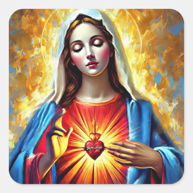 Adesivo Quadrado Holly Mary Maria Madonna Mariana Virgin Mary (Frente)