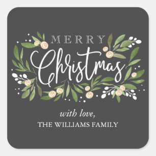 Adesivo Quadrado Holly Natal - Vinheta de Natal