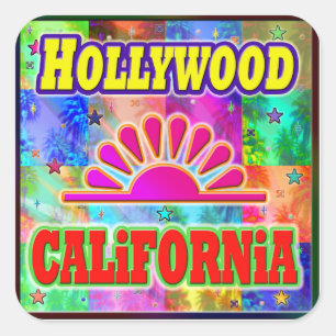 Adesivo Quadrado Hollywood Sun e Palms Sticker