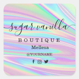 Adesivo Quadrado Holografia Unicorn Square Sticker